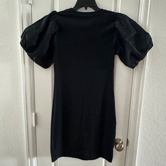 Gap Black Puff Sleeve Dress M Cotton Blend - Picture 2 of 6